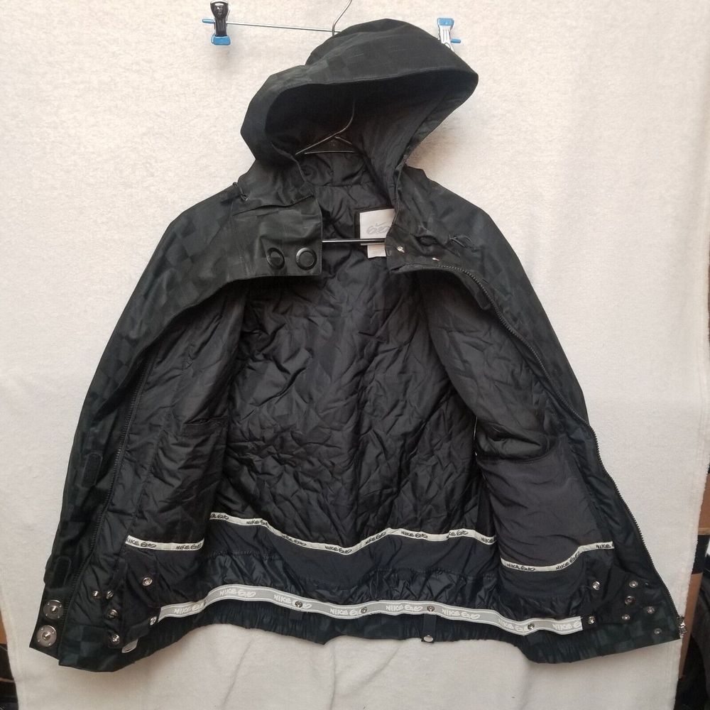 Nike SB Hooded Jacket Black Checkered Padded Skateboarding Coat Small - Picture 4 of 16